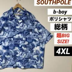 SOUTHPOLE ポリシャツ 4XL 超BIG 総柄 刺繍 00s b-boyのサムネイル