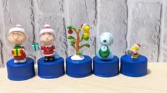 【未使用・5体セット】スヌーピー ボトルキャップ クリスマス ピーナッツ60周年