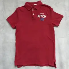 00sアバクロ 刺繍ロゴ 赤 ポロシャツ 半袖 鹿の子 ナンバリング 古着