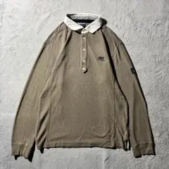 【Y8585】.HELLY HANSEN 長袖ポロシャツ　サイズM ブラウンのサムネイル