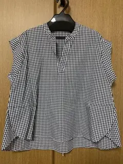 【期間限定価格】ナノユニバース　ギンガムチェック フレンチスリーブブラウス