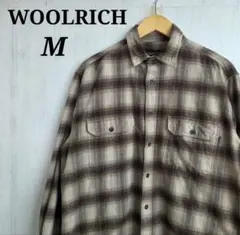 80S　WOOLRICH　ウールリッチ　ネルシャツ　M　ブラウン