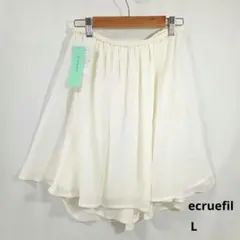 新品タグ付き ecruefil フレアスカート シフォン 白 L相当のサムネイル