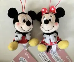 ミッキー＆ミニーむにゃすやマスコット 2種セットストラップ付き