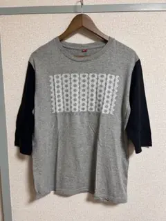 5w 七分Tシャツ グレー/ブラック Lサイズ
