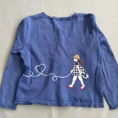 ファミリア　ブルーグレー 刺繍カーディガン 120センチ