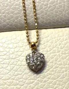 K18 Pt900 ハート ダイヤモンド ピンブローチダイヤモンド0.24ct 
