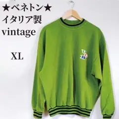 ベネトン フリーススウェット XL ライムグリーン イタリア製 古着のサムネイル