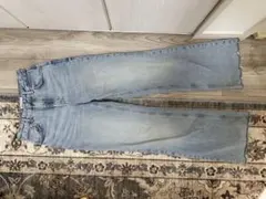 ZARA ライトブルーデニムパンツ フリンジ裾