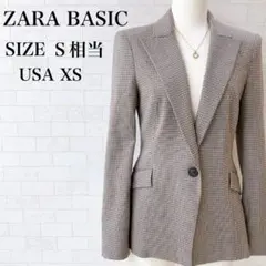ザラベーシック　ZARA BASIC 千鳥格子ジャケット S ブラウン系　通勤着