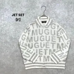 JETSET/ニット/F/オフホワイト/ロゴ柄/ジップアップ/ストリート