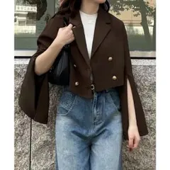 JUNOAH ショート丈ジャケット ブラウン