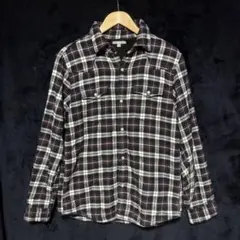 【UNIQLO】チェック柄 裏ボア フランネルシャツジャケット Lサイズ
