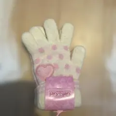 キッズ用クリーム色ピンクドット手袋