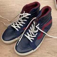 VANS ハイカット ジップアップ スニーカー レッド ネイビー - メルカリ