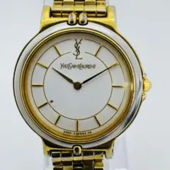 イヴサンローラン YSL レディース クォーツ腕時計 黒文字盤 コンビ