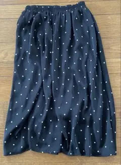 ナノユニバース黒 ドット柄 ロングスカート