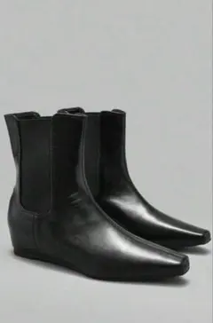 ブラック サイドゴアブーツ レザー