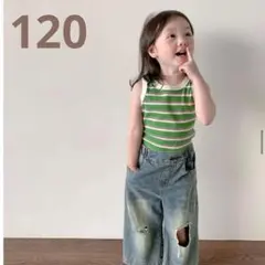 リブ ボーダータンクトップ 女の子 男の子 かわいい キャミソール 夏服