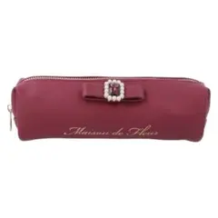 Maison de FLEURパールビジュー合皮リボンペンポーチ　 レッド