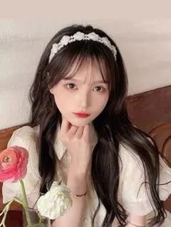 カチューシャ　パール　白　ホワイト　髪飾り 2個セット