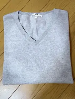 美品　カシミヤブレンドコットンセーター ライトグレー XL