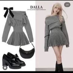 美品✨DALLA オフショルダー　プリーツワンピース　ニットワンピース　ダラ