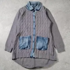 【美品】Sawa a la mode サワア デニム ニット カーディガン F