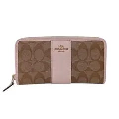 COACH コーチ 長財布 シグネチャー ラウンドファスナー PCV×レザー