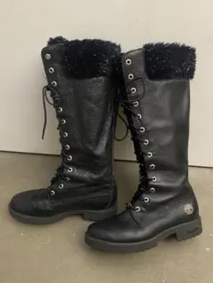 ア*舎様 【美品】Timberland レザー編み上げ ブーツ 23,5 黒　フ