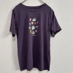 mont-bell 花柄プリント 半袖Tシャツ 紫