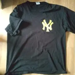 majestic ヤンキース NYロゴ入り黒Tシャツ XLAGE