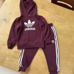 adidas キッズ セットアップ ボルドー 100