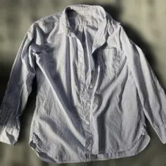 しまむら　青と白のストライプ LLサイズ 長袖シャツ