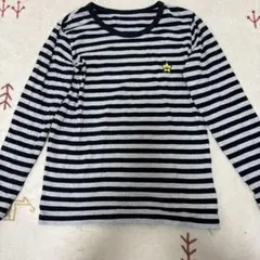 長袖カットソー 黒とグレー ストライプ 130cm