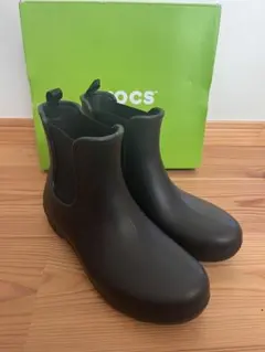 美品！Crocs ブラック 長靴 サイドゴア 防水 レインブーツ 雨靴 24cmのサムネイル