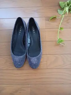 ZARA ラメフラットシューズ