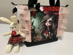 【専用】大きいリボンの女の子　2wayトート　うさちゃんマスコット付き