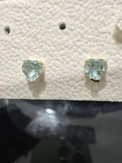 プラチナ アクアマリン サンタマリアカラー ハートシェイプ ピアス 