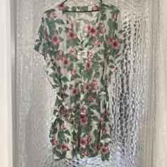 H&M 花柄半袖チュニック Vネック