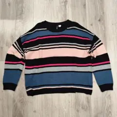 H&M DIVIDED マルチカラー ストライプ セーター M