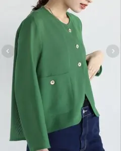 IENA - イエナ　IENAドットスナップクルーカーディガン　新品　グリーン　ニット　完売 大人気完売新品未使用イエナ ドットスナップクルーカーディガン