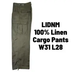 裾幅極太 LIDNM リドム カーゴパンツ リネン100% ストレート OD色のサムネイル