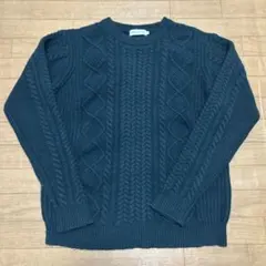 SHIPS JET BLUE ダークグリーン ケーブルニットセーター