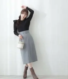 【PROPORTION BODY DRESSING】くすみブルー タイトスカート