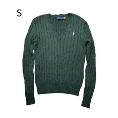POLO Ralph Lauren ケーブルニット Vネック US XS カーキ