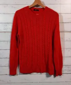 コムサイズム　レディース　セーター　赤　M　ニット　カジュアル　重ね着　秋冬物
