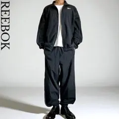 美品 Reebok XLサイズ ブラックセットアップ上下 ウォッシャブルナイロン