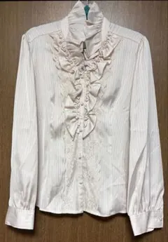 EMMA JAMESフリルピンクベージュ長袖ブラウス 大きめサイズ １５