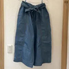 美品♪シューラルー、cottonデニムパンツ、ロング丈、レディース、リボン付きのサムネイル